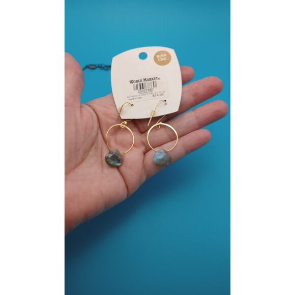 World Market Semi Precious Stones Necklace Earring Set Green - Picture 7 of 10